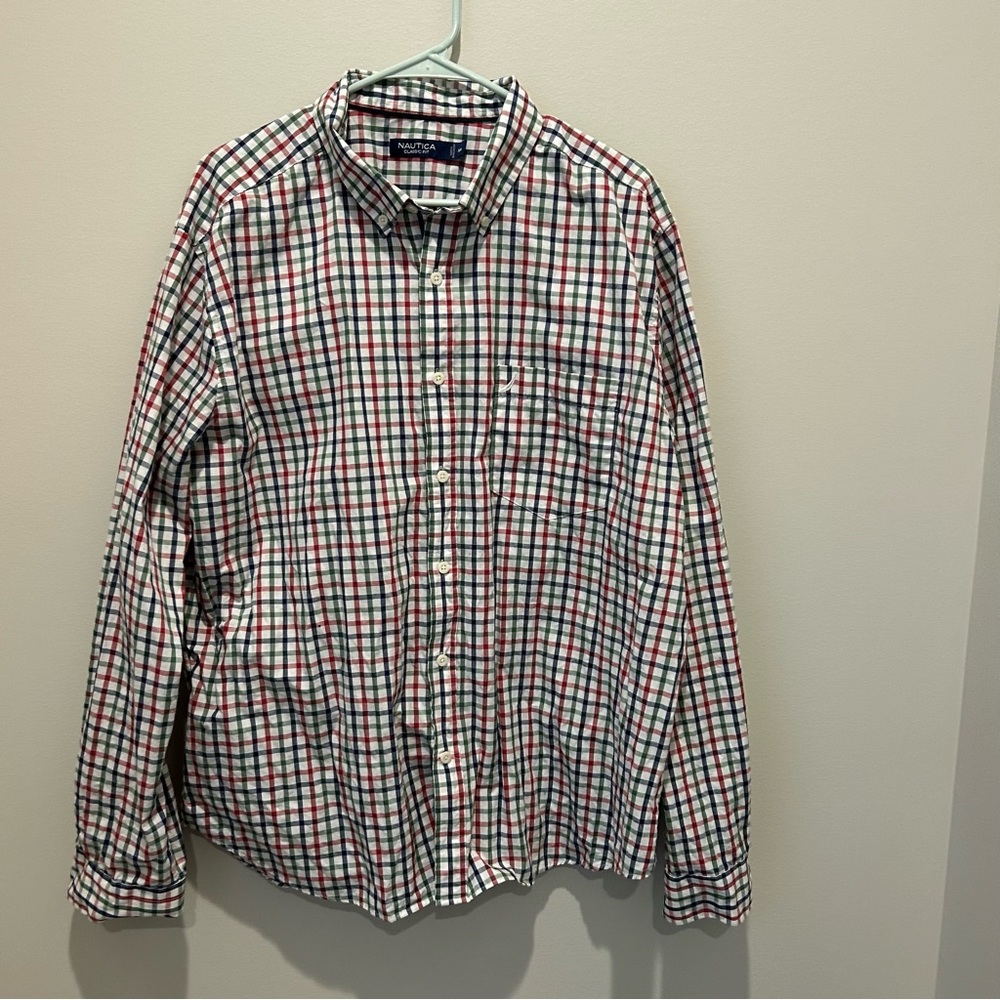 Nautica Men's Checkered Shirt - Red, Blue, White XXL
